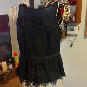 LOFT Black & Blue Sleeveless Peplum Top, Sz 6p